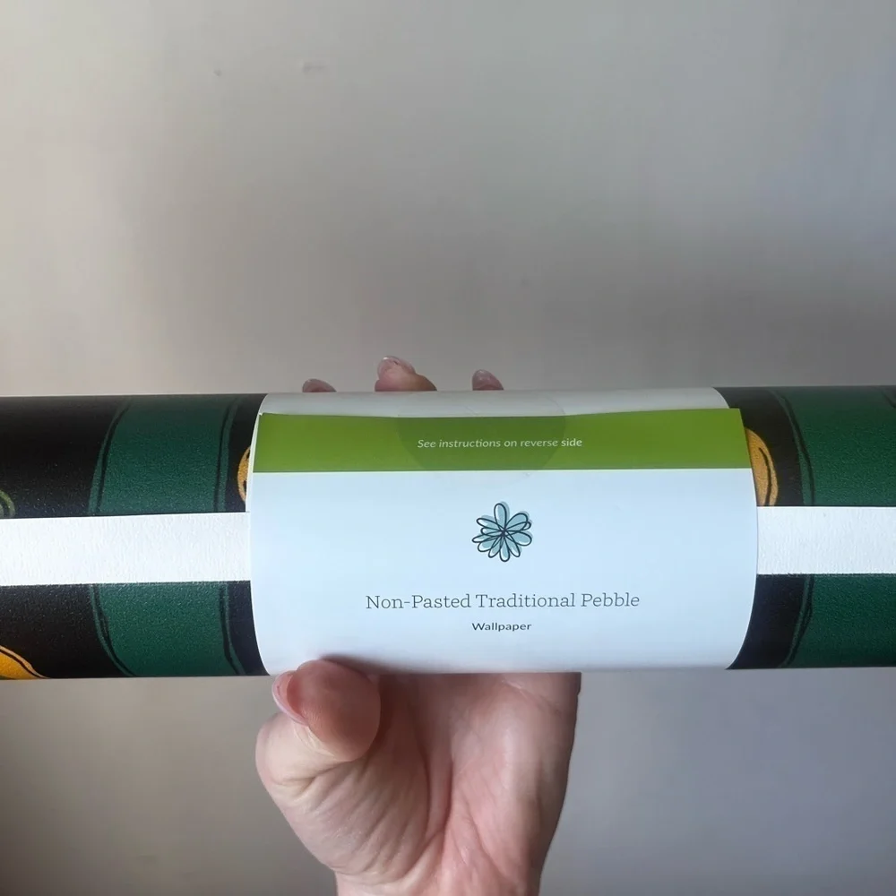 Spoonflower x Dani Dazey Pinstripe Plant - Gold, Green Red Non Pasted Wallpaper